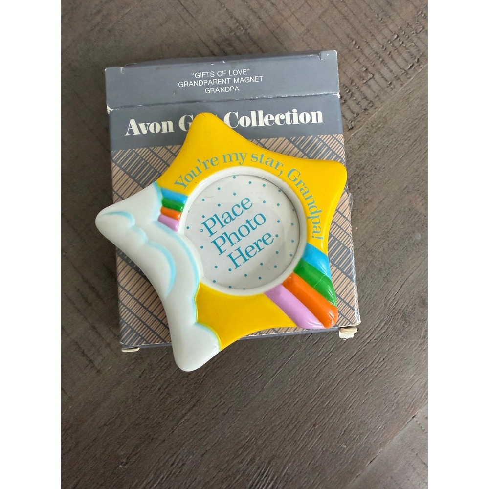 Vintage Avon Grandpa You're My Star Rainbow Photo Frame Magnet with Box